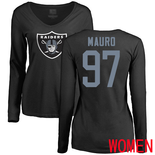 Oakland Raiders Olive Women Josh Mauro Name and Number Logo NFL Football #97 Long Sleeve T Shirt